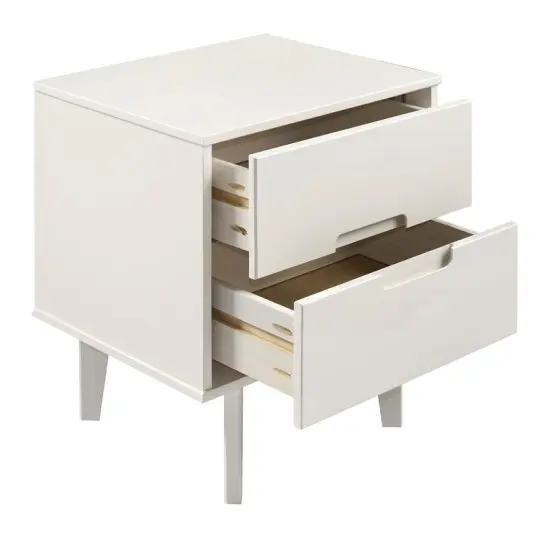 Farm House 2 Drawer Solid Wood Nightstand Medium White {4}