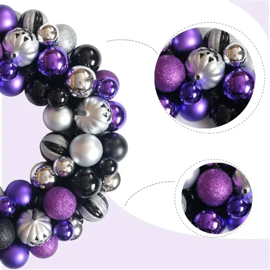 Halloween Ball Wreath - Sliver Purple Black Color {5}