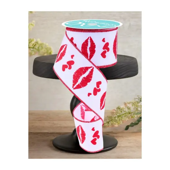 2.5" Bold Lips Ribbon: White (10 Yards) {2}