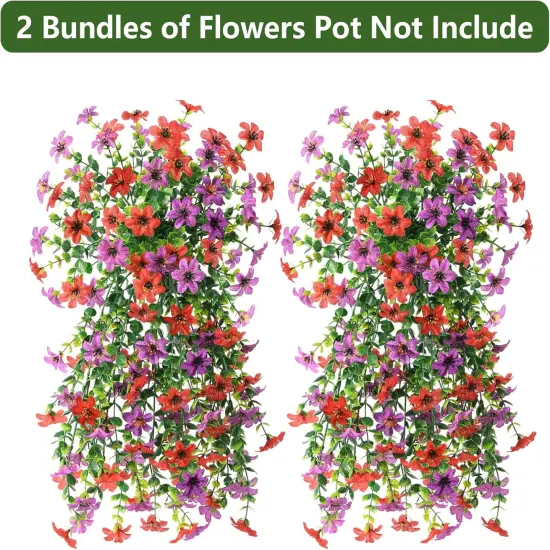 2 Pack Artificial Fall Mums Hanging Flowers &ndash; UV Resistant Faux Daisy Plants for Outdoor & Indoor Autumn D&eacute;cor &ndash; Realistic Silk Plants for Porch, Patio, Balcony, Yard & Home {5}