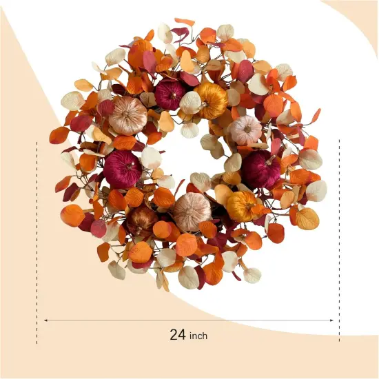 Fall Eucalyptus Velvet Pumpkin Wreath {6}