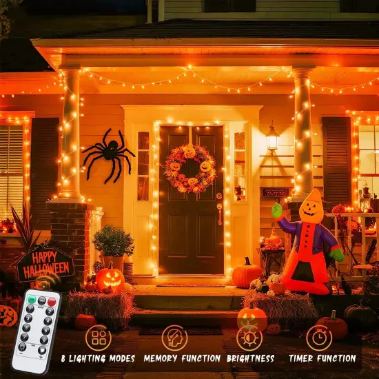 33ft Orange Battery Operated Halloween Lights {3}