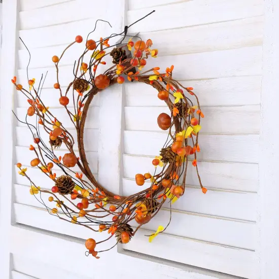 Fall Wreath Berries Seeds and Mini Pine Cones Wreath {6}