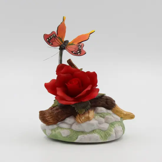 Ceramic Red Rose with Butterfly Figurine, Home D&eacute;cor, Gift for Her, Gift for Mom, Nature Lover Gift {6}