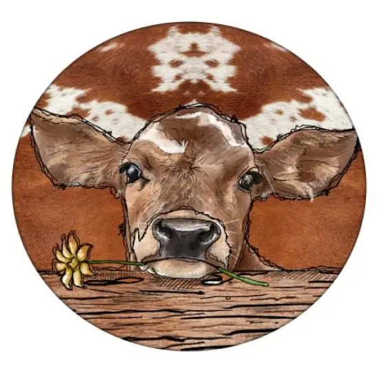 Brahma Calf Cow Ceramic Stone Car Coaster Set for Women Man 2.56" (2 Pack) {1}