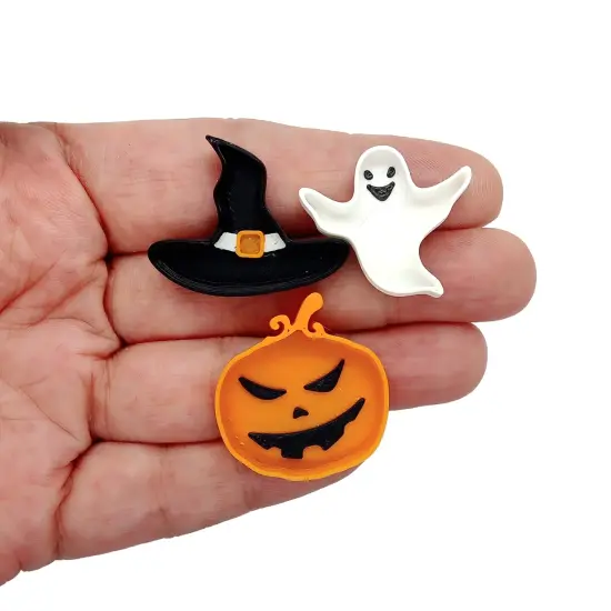 Tiny Halloween Plates for 1:12 Scale Dollhouse Decor, 3 pcs, Witch Hat Pumpkin & Ghost, Adorabilities {1}