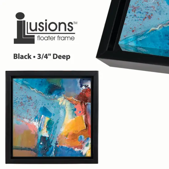 Creative Mark Illusions Floater Frame For 3/4" Deep Canvases - Black - For Galleries & Home Decor - Wood Float Frame for Canvas Paintings- Complete Hanging Hardware {4}