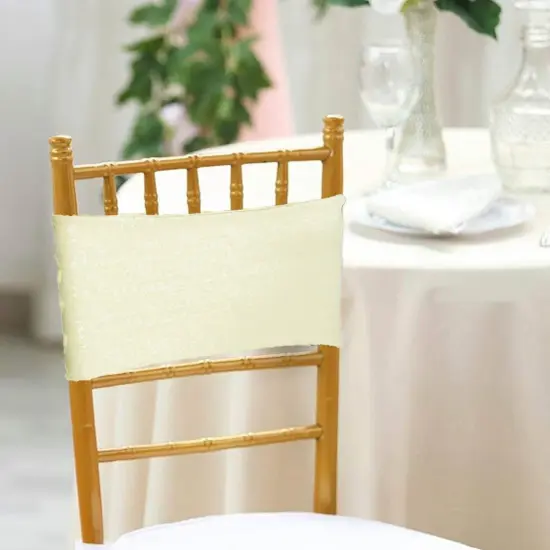 10 Pieces Luxurious Ivory Sequin Stretch Spandex Chair Bands 7 x 13 Inches {3}