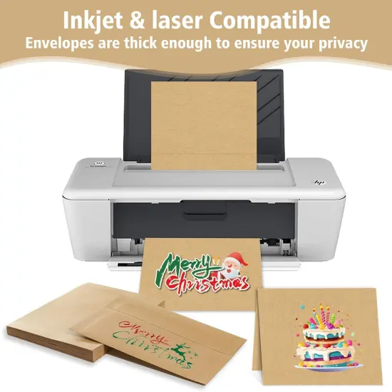 Brown Invitation Cardstock - 5x7 Blank Cards and Envelopes, 25 Pack, Custom Print, All Occasions DIY {4}