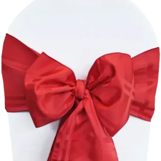 10 Pieces Apple Red Plaid Jacquard Polyester Chair Sashes 7.5"x108" for Elegant Celebrations {3}