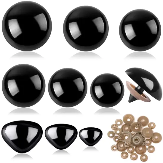 90Pcs Large Safety Eyes and Noses Kit Black Plastic Craft Dolls Eyes for DIY Puppets Bear Crafts Stuffed Animals Amigurumi Making Supplies (9 Sizes) {1}