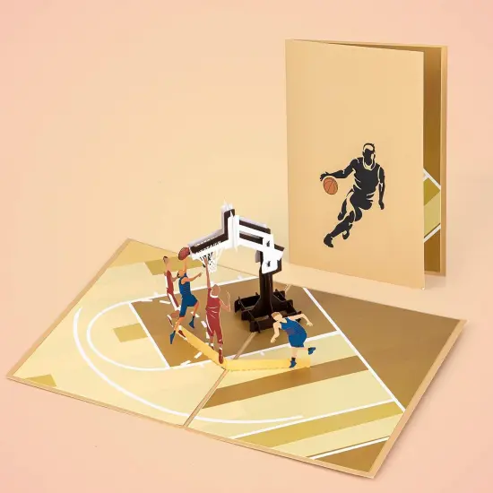 Basketball Pop Up Card, Blank Handmade 3D Sports Greeting with Envelope for Happy Birthday, Father's Day, Anniversary, Valentine's for Him Boy Men Dad Husband Boyfriend Brother Son Nephew Kid Friend {2}