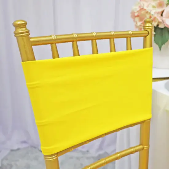 10 Pieces Canary Yellow Stretch Spandex Chair Bands 7 x 13 Inches {4}