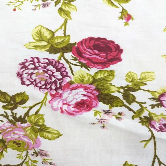 1 Yard Roses Polycotton Fabric Floral Print Medium Weight 59/60 Inch Wide for Sewing and Crafts Teal {2}