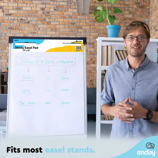 Enday Sticky Easel Pads 25"x 30" (2 Pack) - Anchor Chart Paper, Chart Paper for Teachers, Flip Chart Paper, 25 in x 30 in Easel Paper, Large White Easel Pads Self Sticky Chart Paper 30 Sheets Per Pad {2}