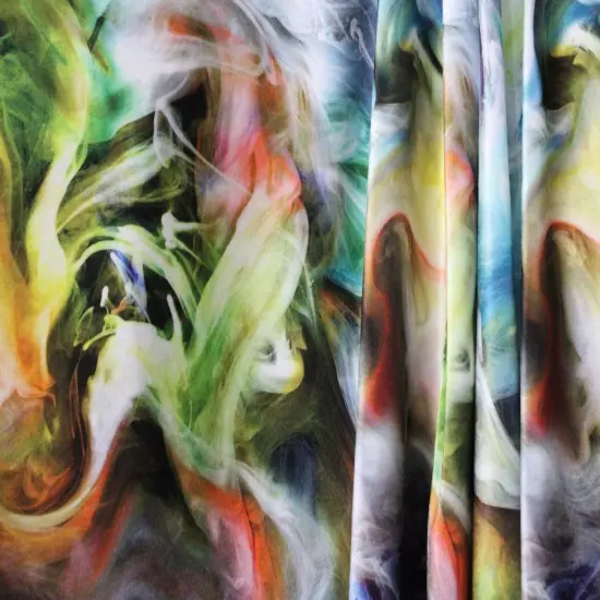 1 Yard Rainbow Smoke Print Stretch Velvet Fabric for Dancewear Leggings Costumes Streetwear (36" x 60") Inches Wide {3}