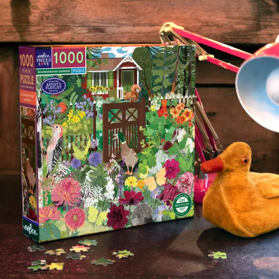 eeBoo Piece & Love: Scandinavian Garden - 1000 Piece Puzzle - Adult Square Jigsaw, 23x23", Includes Image Reference Insert, Glossy High-Quality Pieces {5}