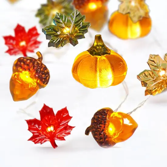 Fall Lights 3D Pumpkin Maple Leaf Acorn {1}