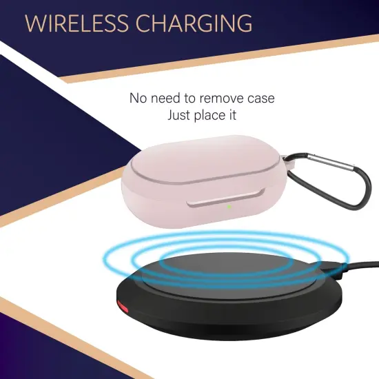 For Galaxy Buds+ / Buds Case, Protective Silicone Cover with Carabiner Keychain Compatible with Samsung Galaxy Buds+ Plus 2020 Buds 2019 Wireless Earbuds, Pink (4 Color Options) by Insten {3}