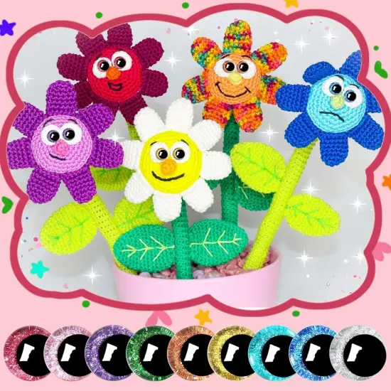 180 Pieces 16 mm 3D Glitter Plastic Safety Eyes with Washers {5}