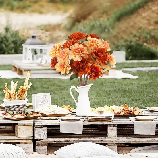 6Pcs Artificial Fall Flowers (Rust+Champagne) {4}