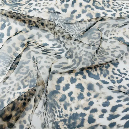 1 Yard Leopard Animal Print Liquid Organza Fabric Lightweight Sheer Polyester Material 58 Inch Width Beige {3}
