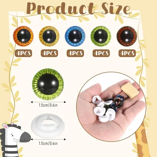 20Pcs Colored Crochet Eyes, 15mm {2}