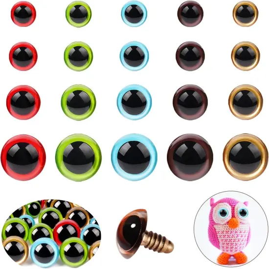 40pcs Safety Eyes for Amigurumi with Washers 18/20/24/30mm {1}