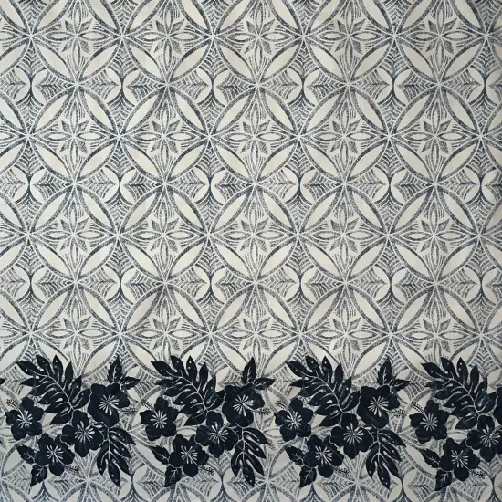 1 Yard Tropical Floral Border Polyester Fabric For Apparel Sewing And Decorative Craft Projects 60 Inch Grey {2}