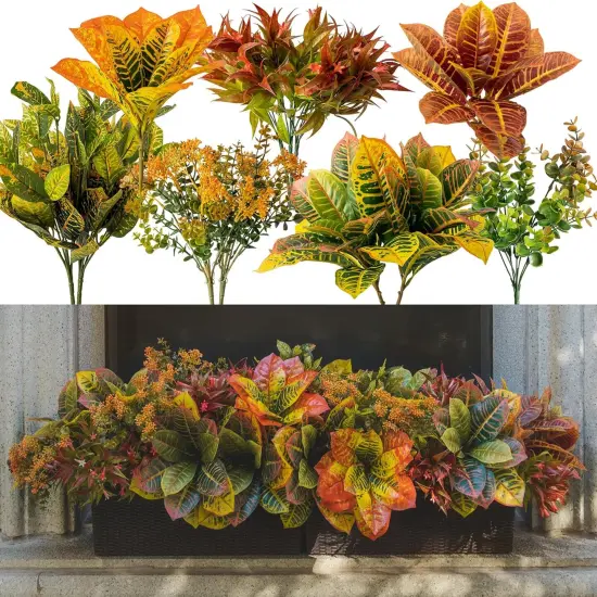 12 Bunches Artificial Fall Flowers - Color Changing Wood Landscape {1}