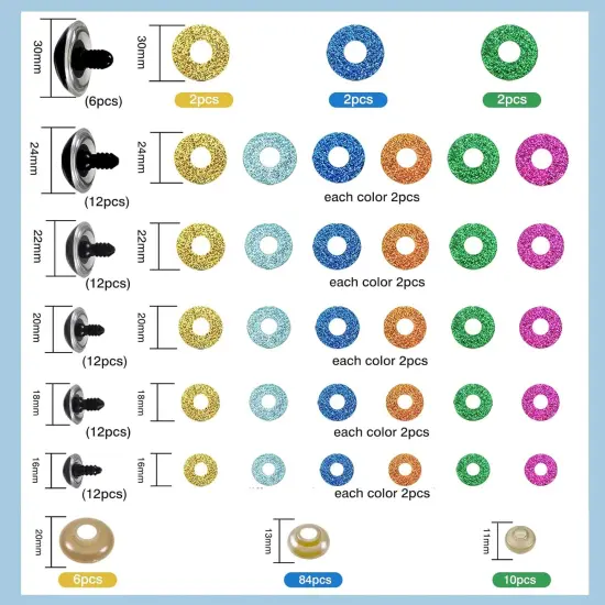 100 Sets Large Safety Eyes and Noses - 16mm to 30mm {4}