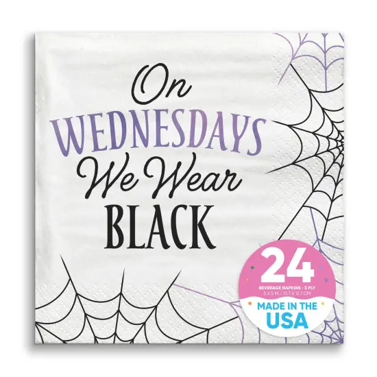 Big Dot of Happiness Goth Girl Napkins, Black and Purple Halloween or Gothic Birthday Party Decor, White 3-Ply Paper Beverage Napkins - 24 Count {1}