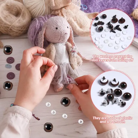 40 PCS Safety Eyes for Amigurumi Crochet Eyes with Washers 10/12/16/18mm Brown {5}