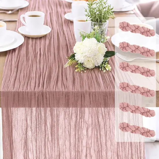 6-Pack Dusty Pink Cheesecloth Table Runners &ndash; 10FT (35x120 Inch) {1}