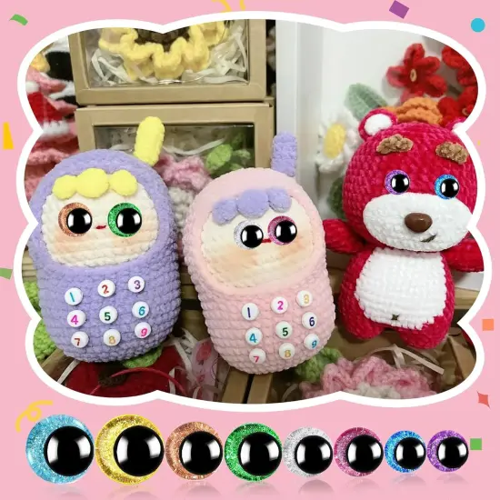 160PCS Large Safety Eyes for Amigurumi 3D Glitter (12-18mm) {3}