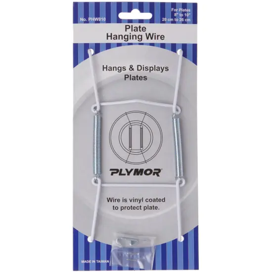 Plymor White Vinyl Finish Wall Mountable Plate Hanger, 6.125" H x 3" W x 0.5" D (For Plates 8" - 10") {1}