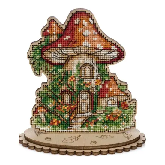 Mushroom Cross-stitch kit on wood FLW-051 {2}