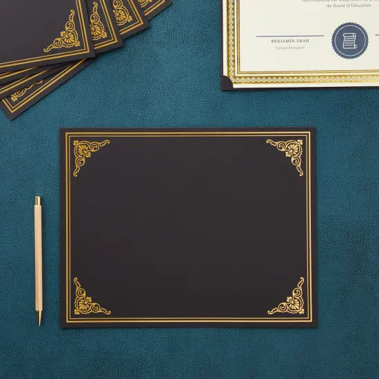 12-Pack Award Certificate Holders - Bulk Certificate Holders for Graduation, Diploma, Employee Appreciation, Certifications (fits 8.5x11) Black {2}