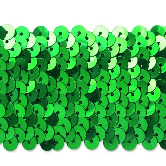 5 yards of 5 Row 1 3/4" Metallic Stretch Sequin Trim | 5 yard cut Green {1}
