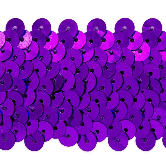 5 yards of 4 Row 1 1/2" Metallic Stretch Sequin Trim | 5 yard cut Purple {1}