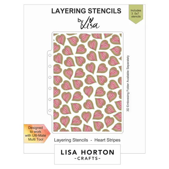 Lisa Horton Crafts Layering Stencils 5"X7"-Heart Stripes {1}
