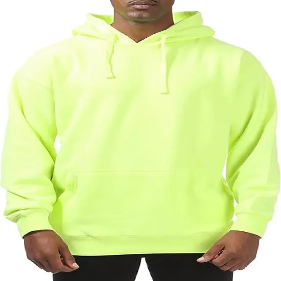 Men's Comfort Long Sleeve Pullover Hoodie SAFETY GREEN {1}