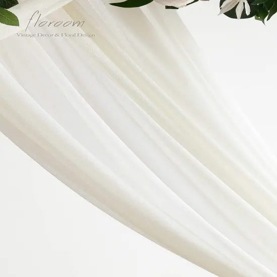 Wedding Arch Draping Fabric 2 Panels 20Ft Ivory Chiffon Fabric Drapes Arbor Drapery Wedding Ceremony Reception Swag Decorations {2}