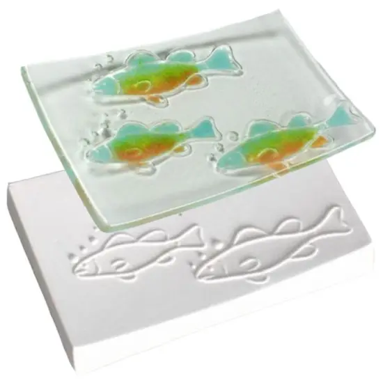 6&rdquo; x 4" x 1" Fish Texture Soap Dish Glass Fusing Kiln Mold {1}