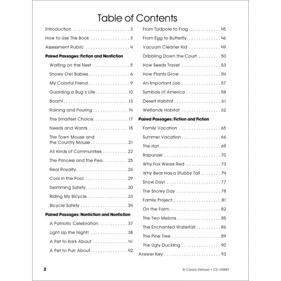 Carson Dellosa Paired Passages, Grade 2 Workbook {3}