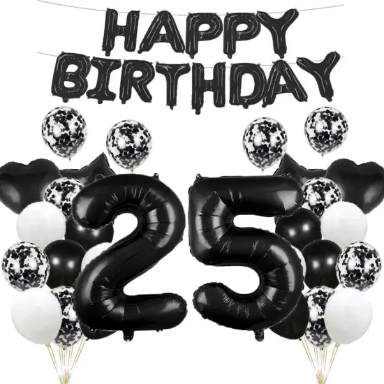 25th Birthday Decorations Black {1}