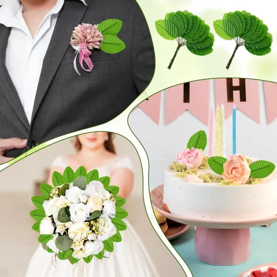 200 Pcs Green Leaves for Crafts {4}