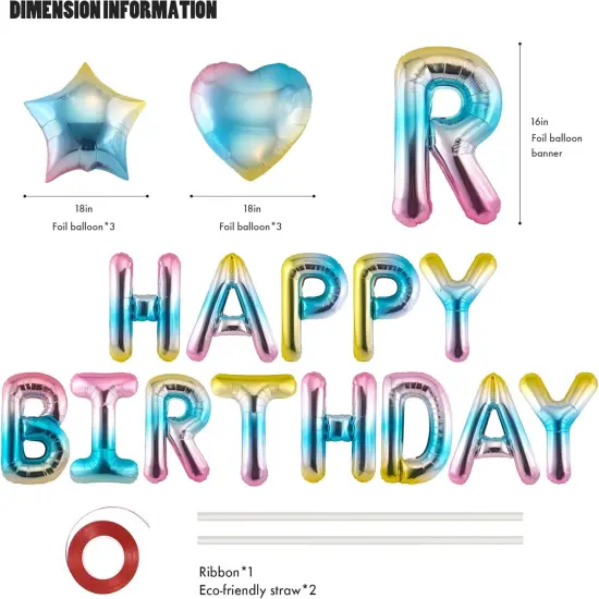 13pcs 16 Inch Mylar Foil Letters with 6pcs Star & Heart Balloons {2}