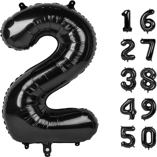 Black Number 2 Huge Mylar Balloon {1}