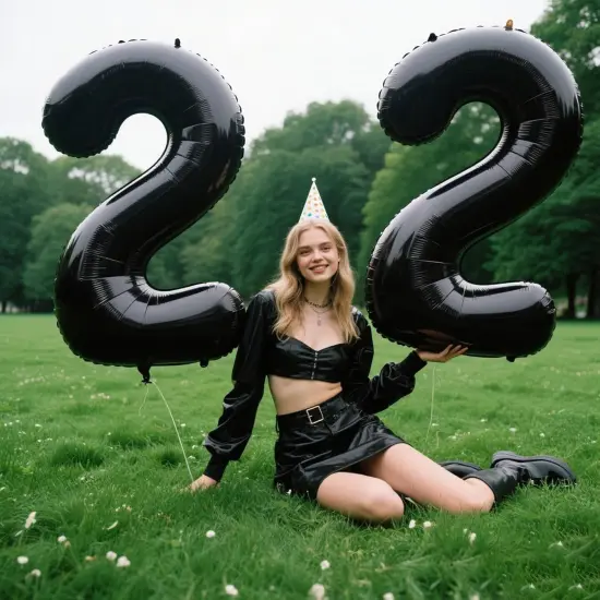 Black Number 2 Huge Mylar Balloon {5}